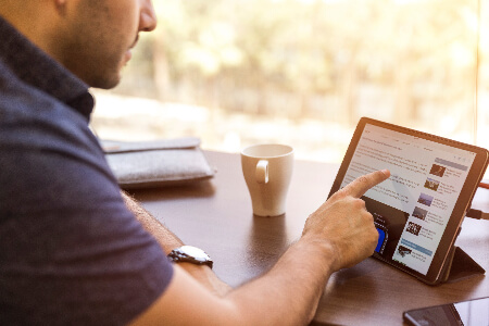 Person using a tablet